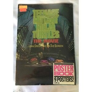 TMNT Teenage Mutant Ninja Turtles The Movie 9 Poster Book Lean Green 1990 11 x16